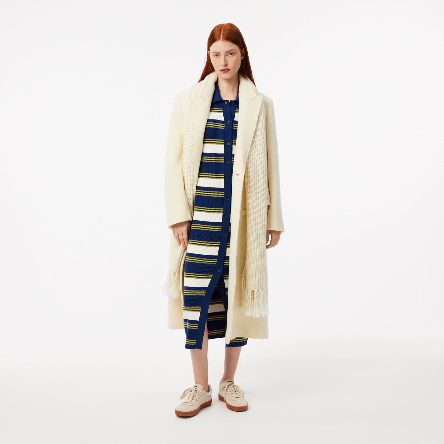 Rib Knit Striped Shirt Dress-EF2554