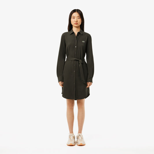 Belted Piqué Shirt Dress - EF3263