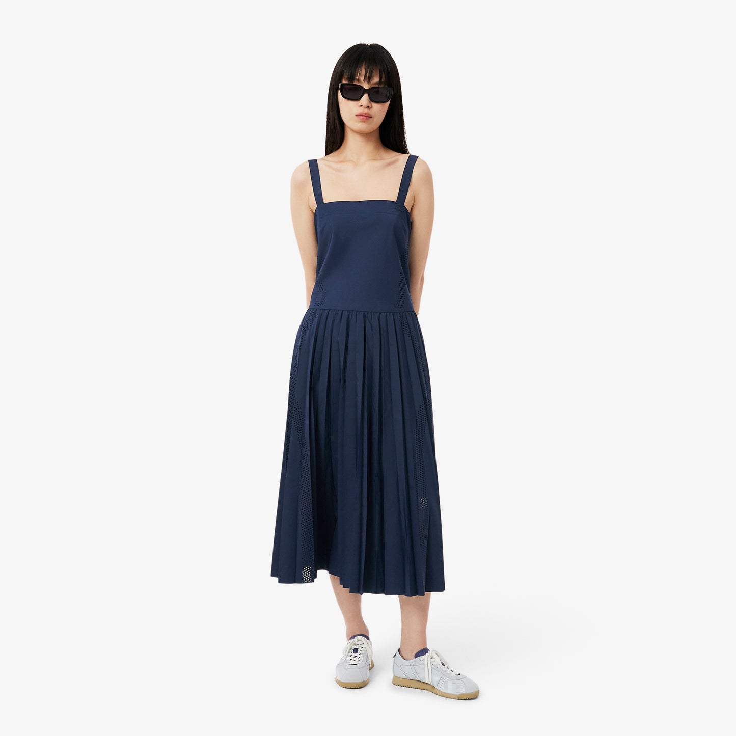 Long Pleated Strap Dress-EF9723