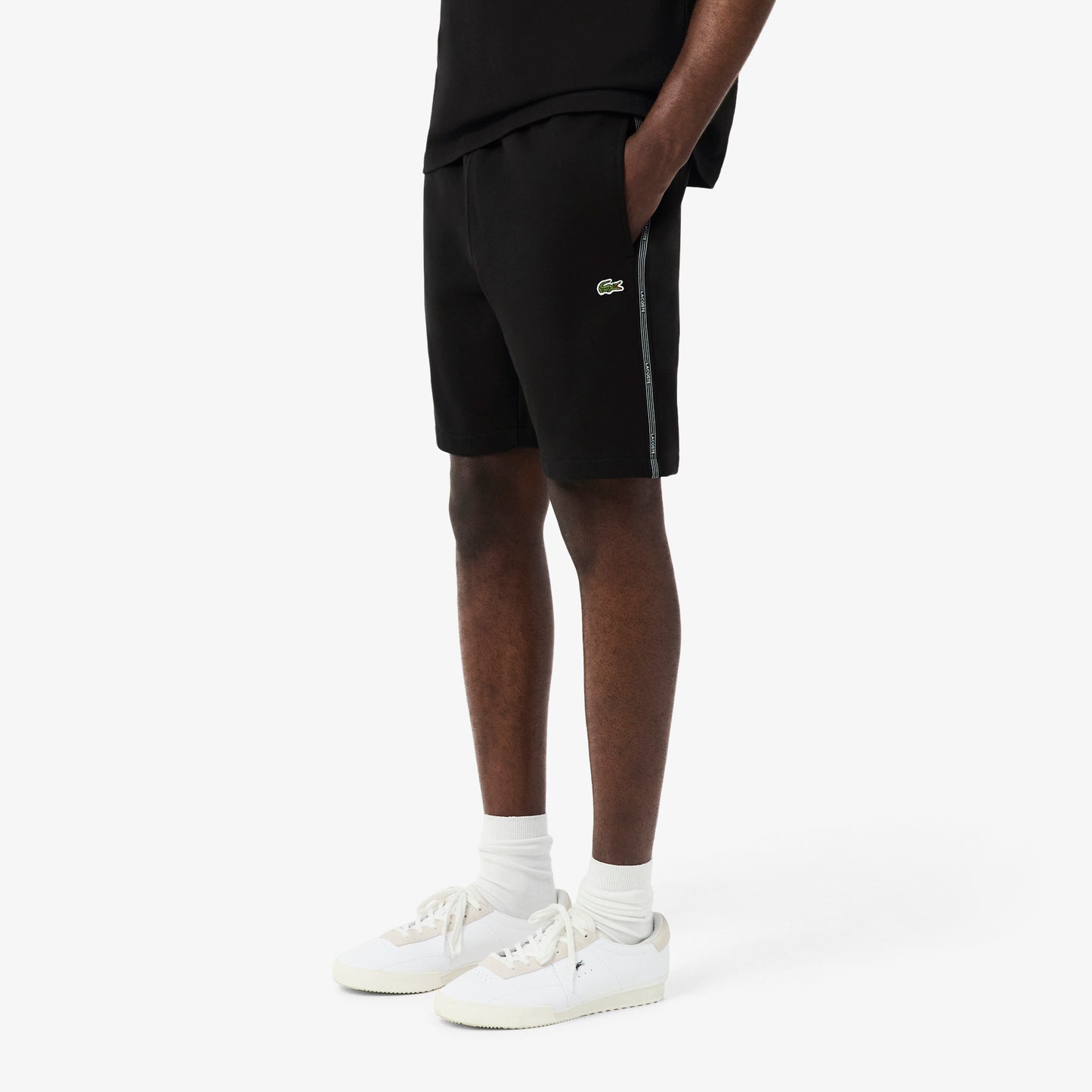 Regular Fit Logo Stripe Fleece Shorts-GH0886