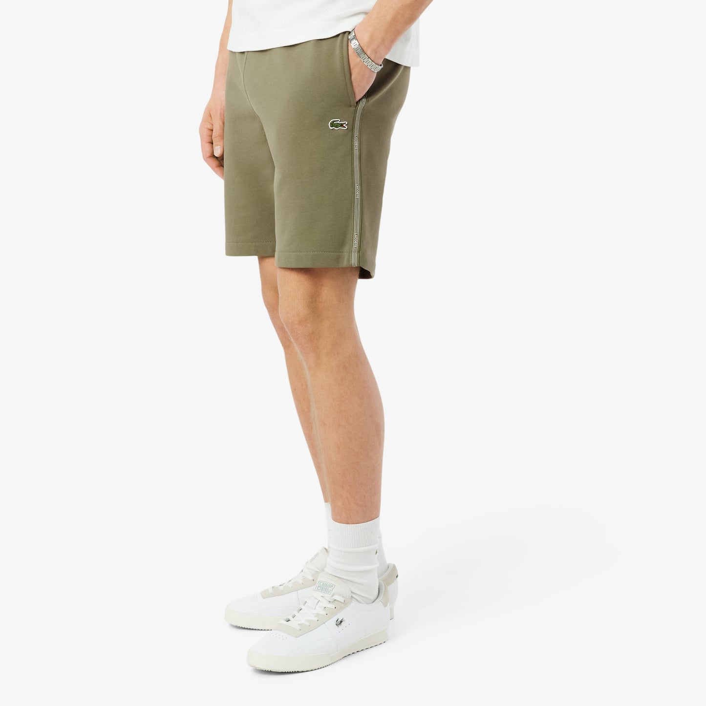 Regular Fit Logo Stripe Fleece Shorts-GH0886