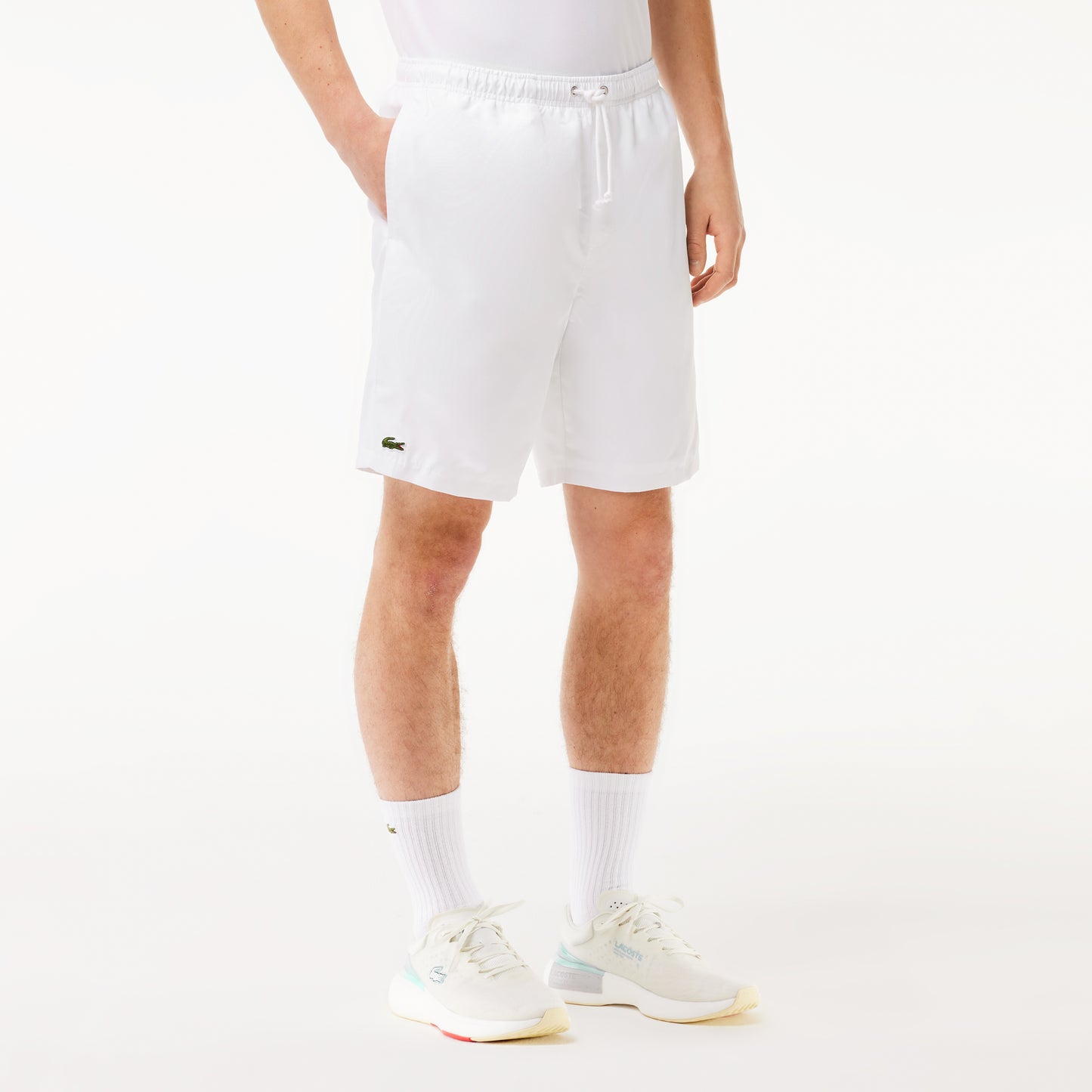 Men's Lacoste SPORT tennis shorts in solid diamond weave taffeta - GH353T