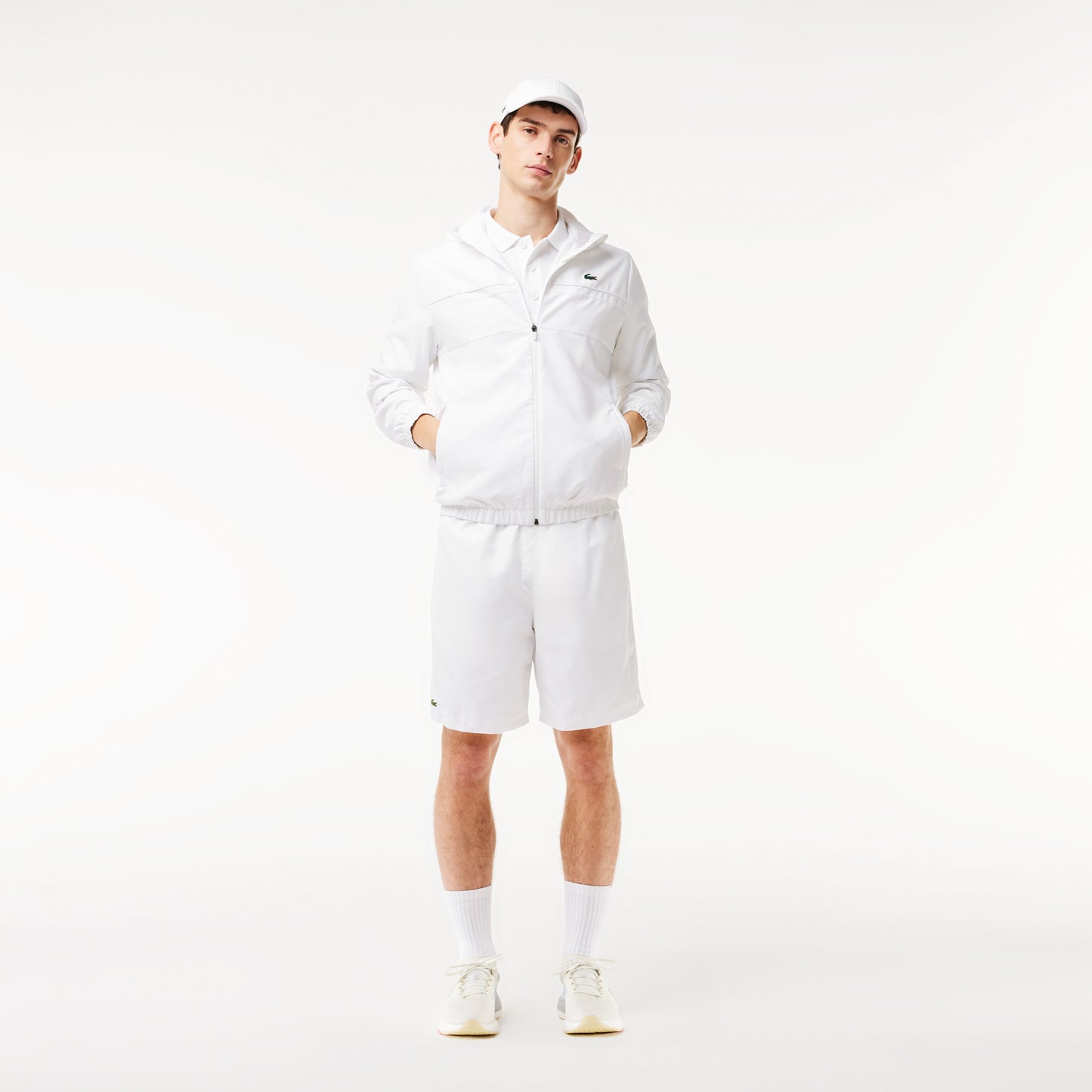 Men's Lacoste SPORT tennis shorts in solid diamond weave taffeta - GH353T