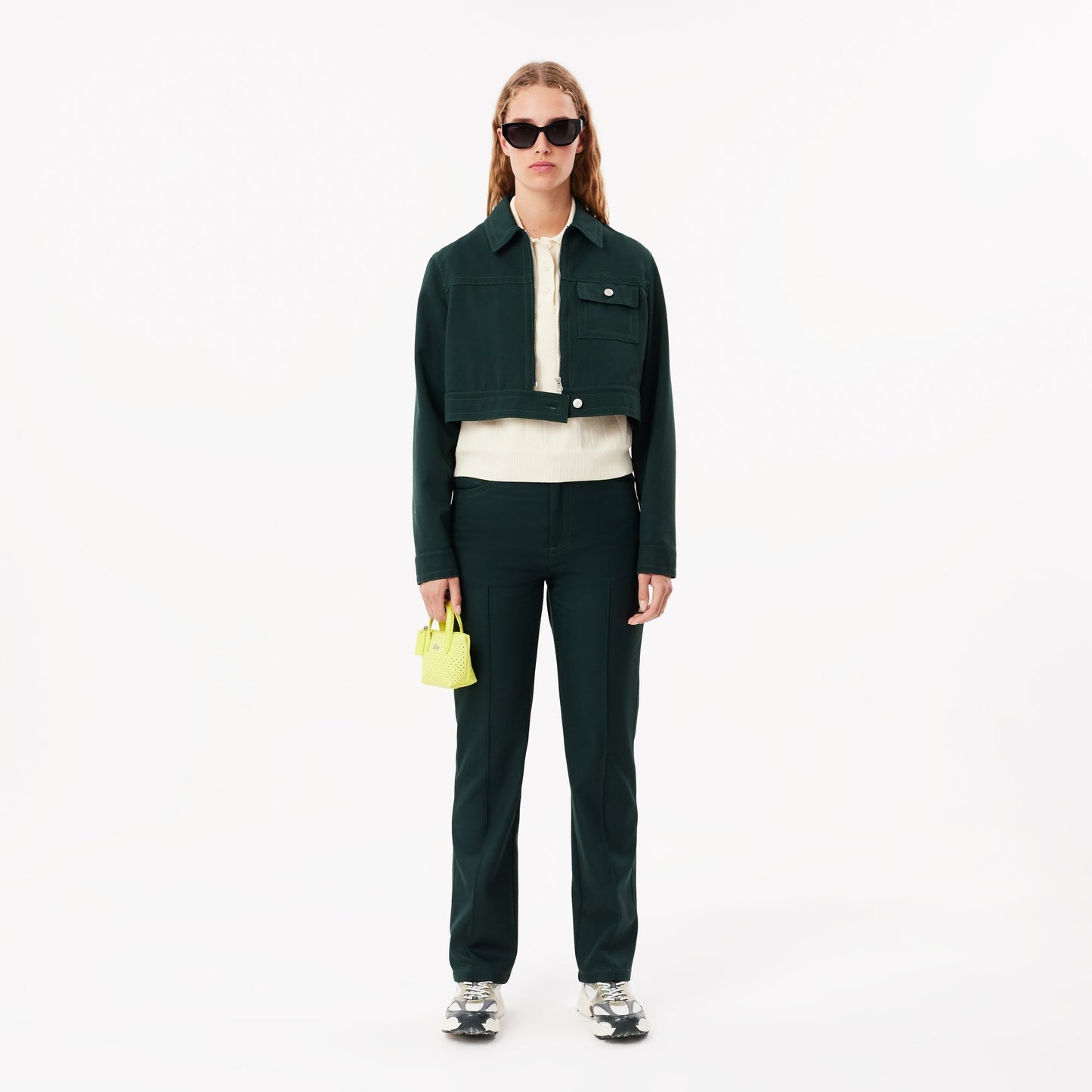 Straight Fit Topstitch Detail Pants-HF3247