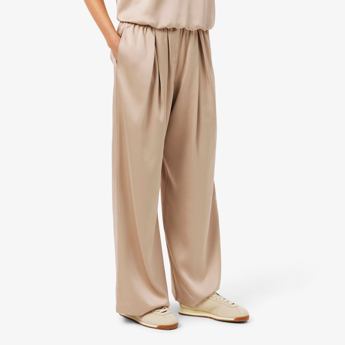 Oversized Elasticated Satin Pants-HF9801