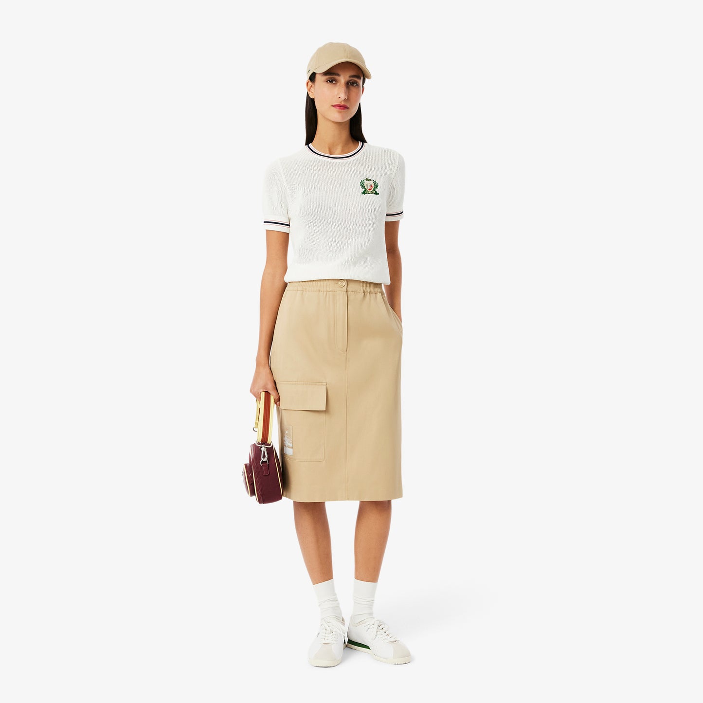 Straight Cut Twill Midi Skirt-JF9817