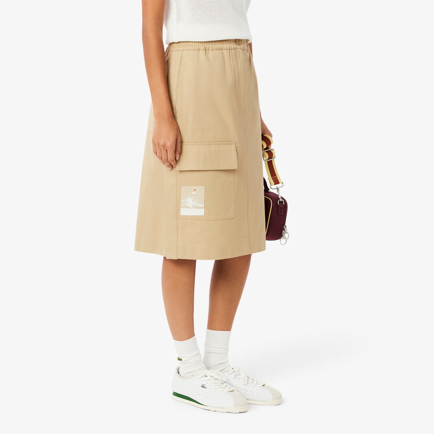 Straight Cut Twill Midi Skirt-JF9817