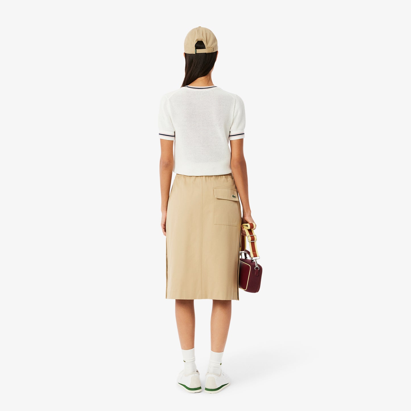 Straight Cut Twill Midi Skirt-JF9817