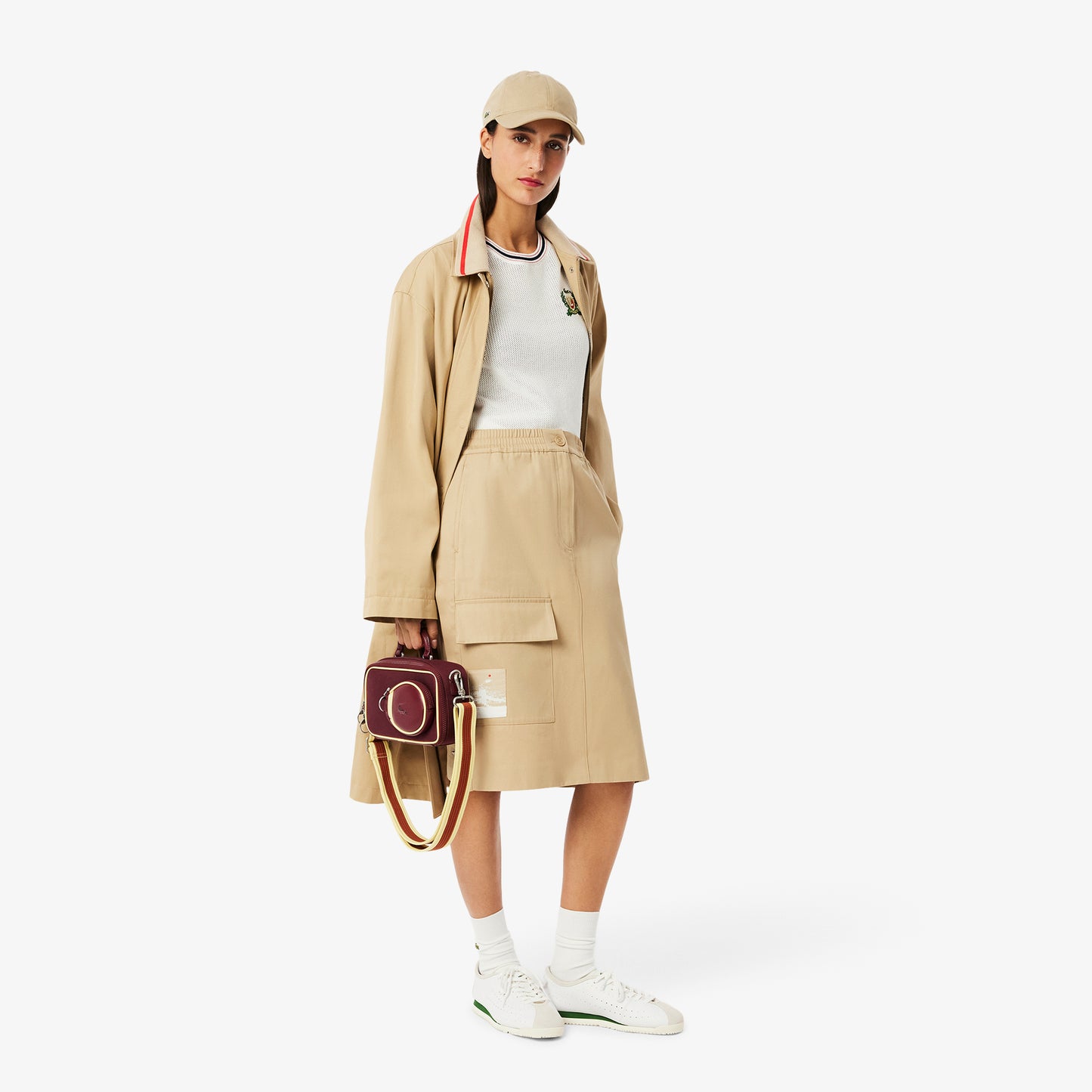 Straight Cut Twill Midi Skirt-JF9817