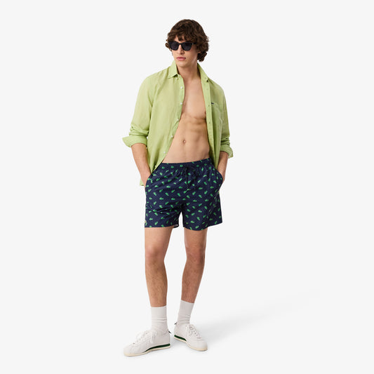 Mid Length Crocodile Print Swim Trunks-MH1851
