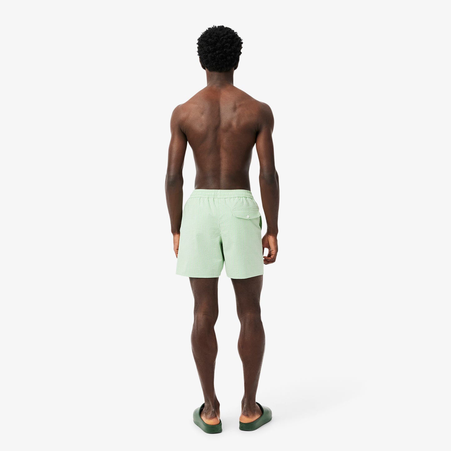 Mid Length Striped Textured Swim Trunks - MH9089