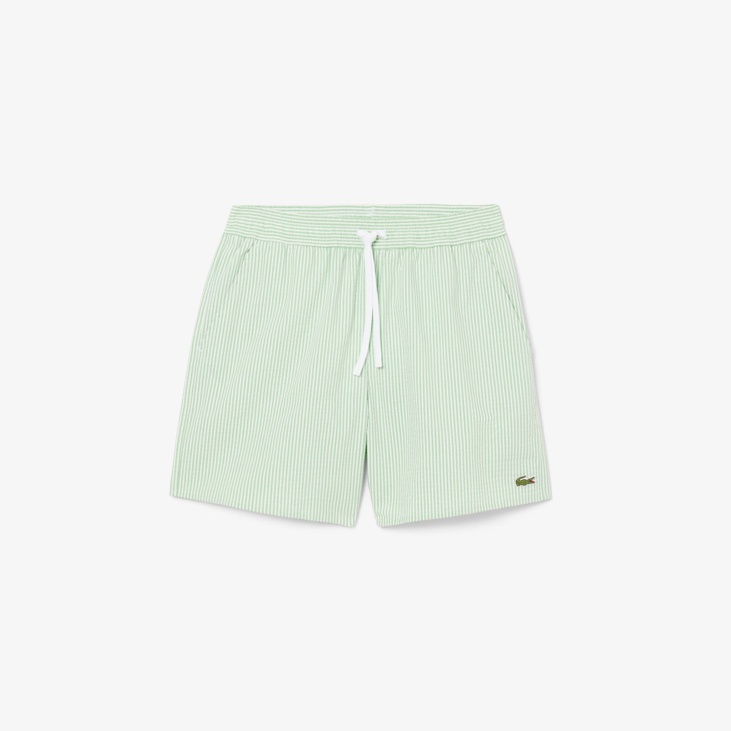 Mid Length Striped Textured Swim Trunks - MH9089