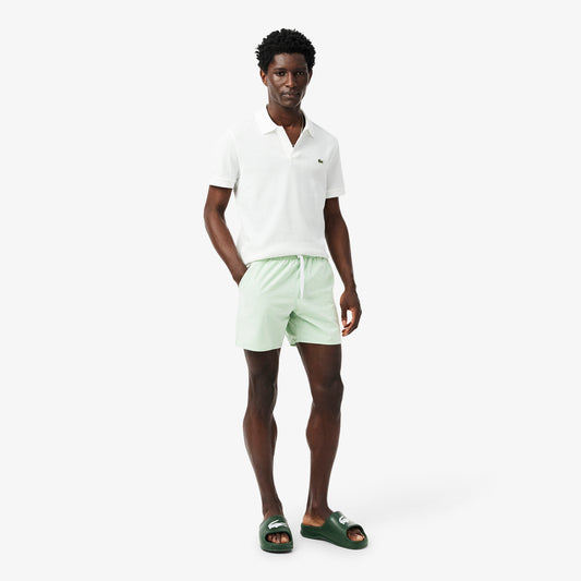 Mid Length Striped Textured Swim Trunks - MH9089