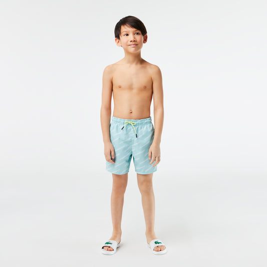 Boys Lacoste Printed Recycled Polyester Swim Trunks