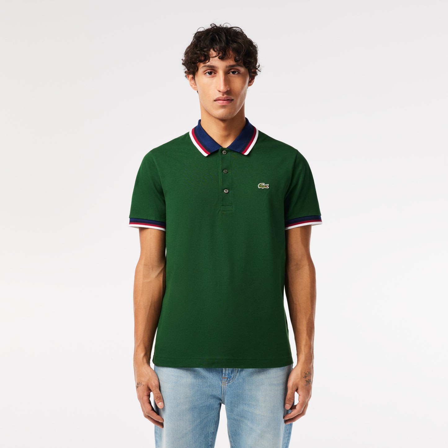 Regular Fit Stretch Cotton Piqué Contrast Collar Polo Shirt - PH3461