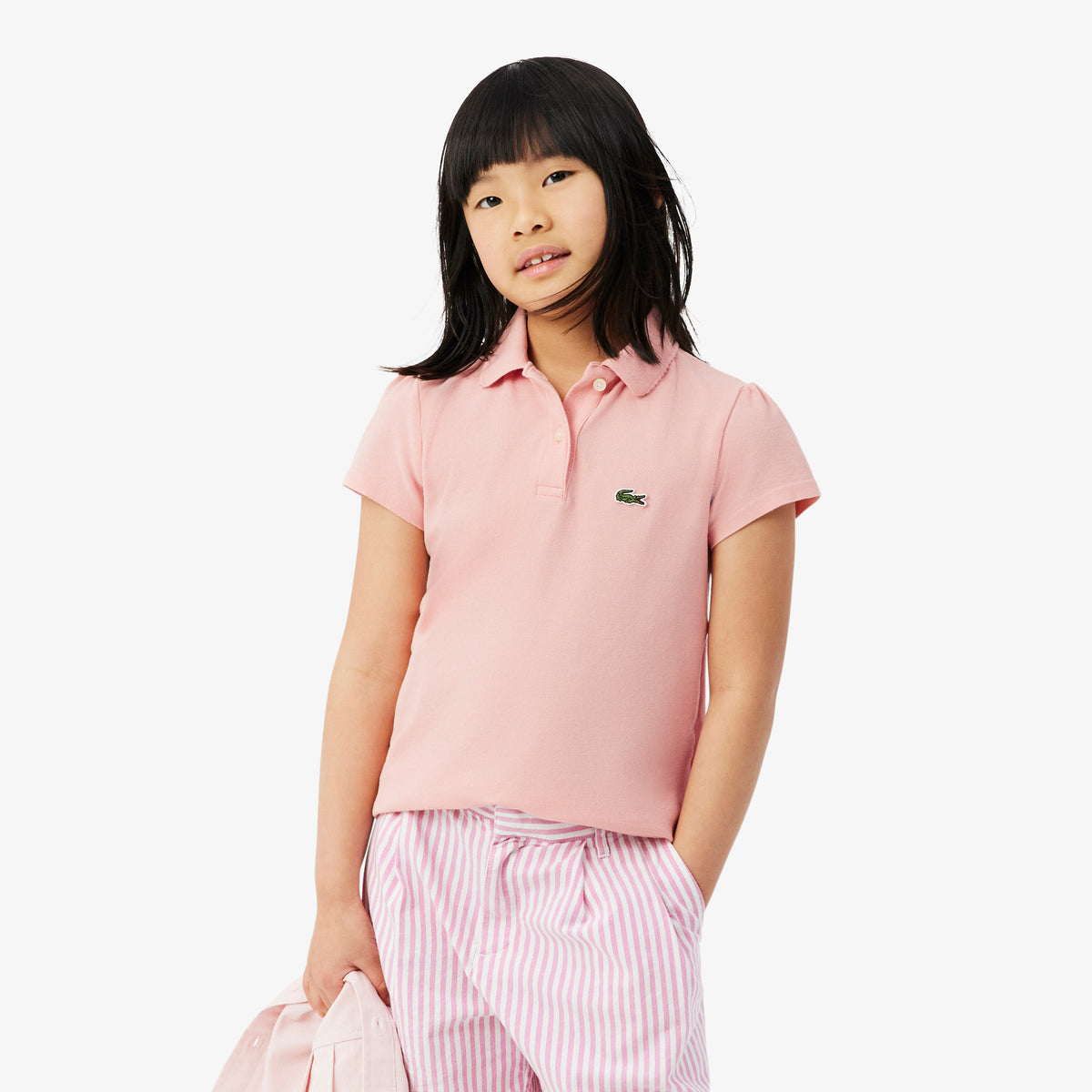 Scalloped Collar Piqué Polo Shirt-PJ0953