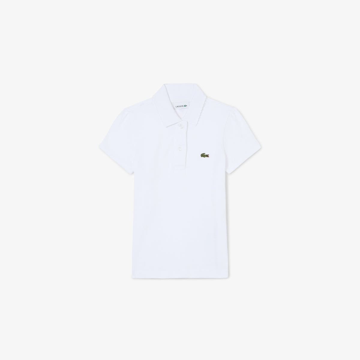 Scalloped Collar Piqué Polo Shirt-PJ0968