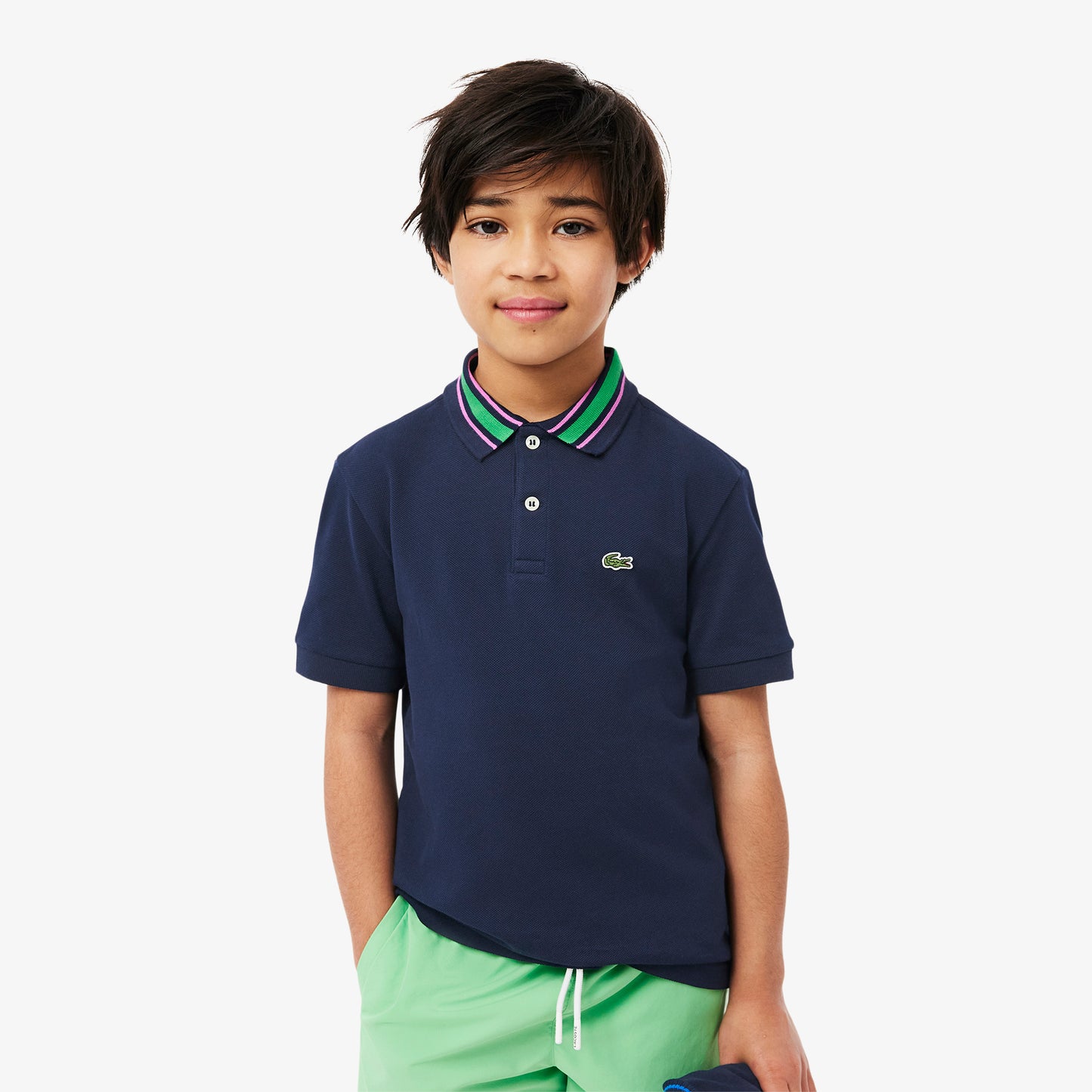 Stripe Collar Petit Pique Polo Shirt-PJ8402