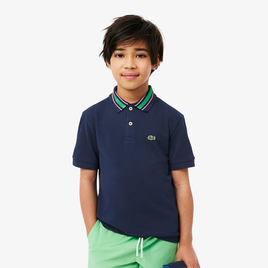 Stripe Collar Petit Pique Polo Shirt-PJ8402