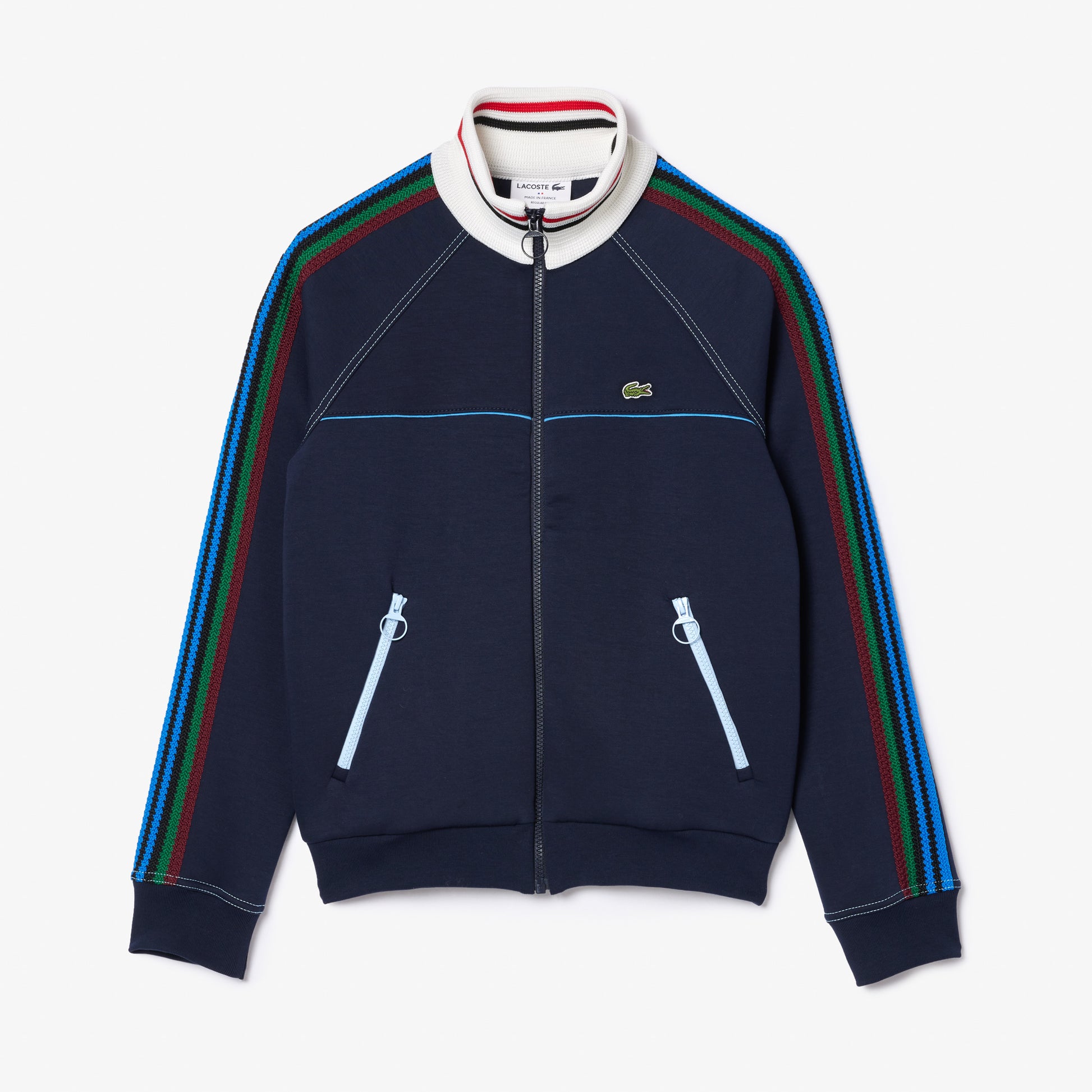 French Made Stripe Collar Zipped Sweatshirt