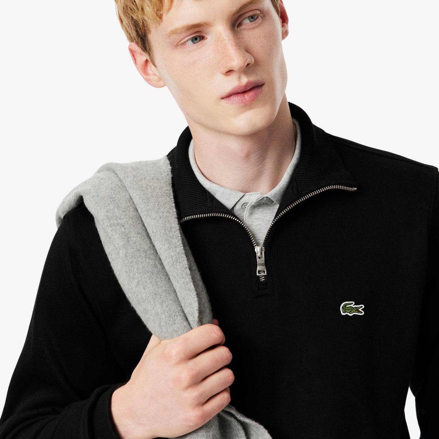 Zip-Up High Neck Interlock Sweatshirt - SH1927