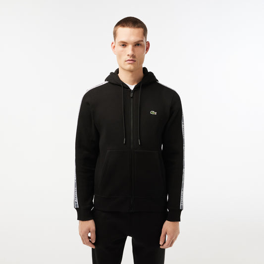 Men’s Classic Fit Zipped Hoodie with Brand Stripes