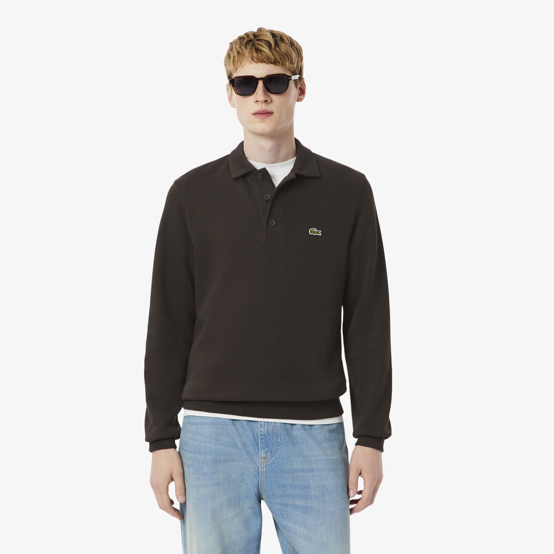 Ribbed Cotton Polo Collar Sweatshirt - SH5781