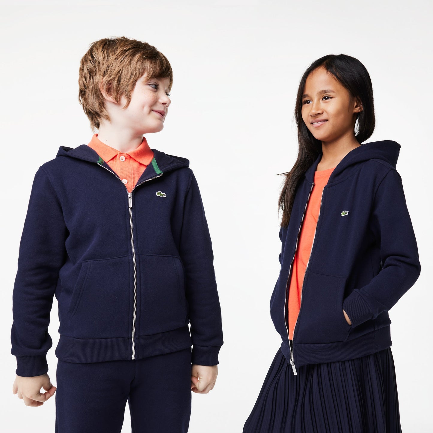 Kids' Lacoste Kangaroo Pocket Hooded Zippered Sweatshirt - SJ9723