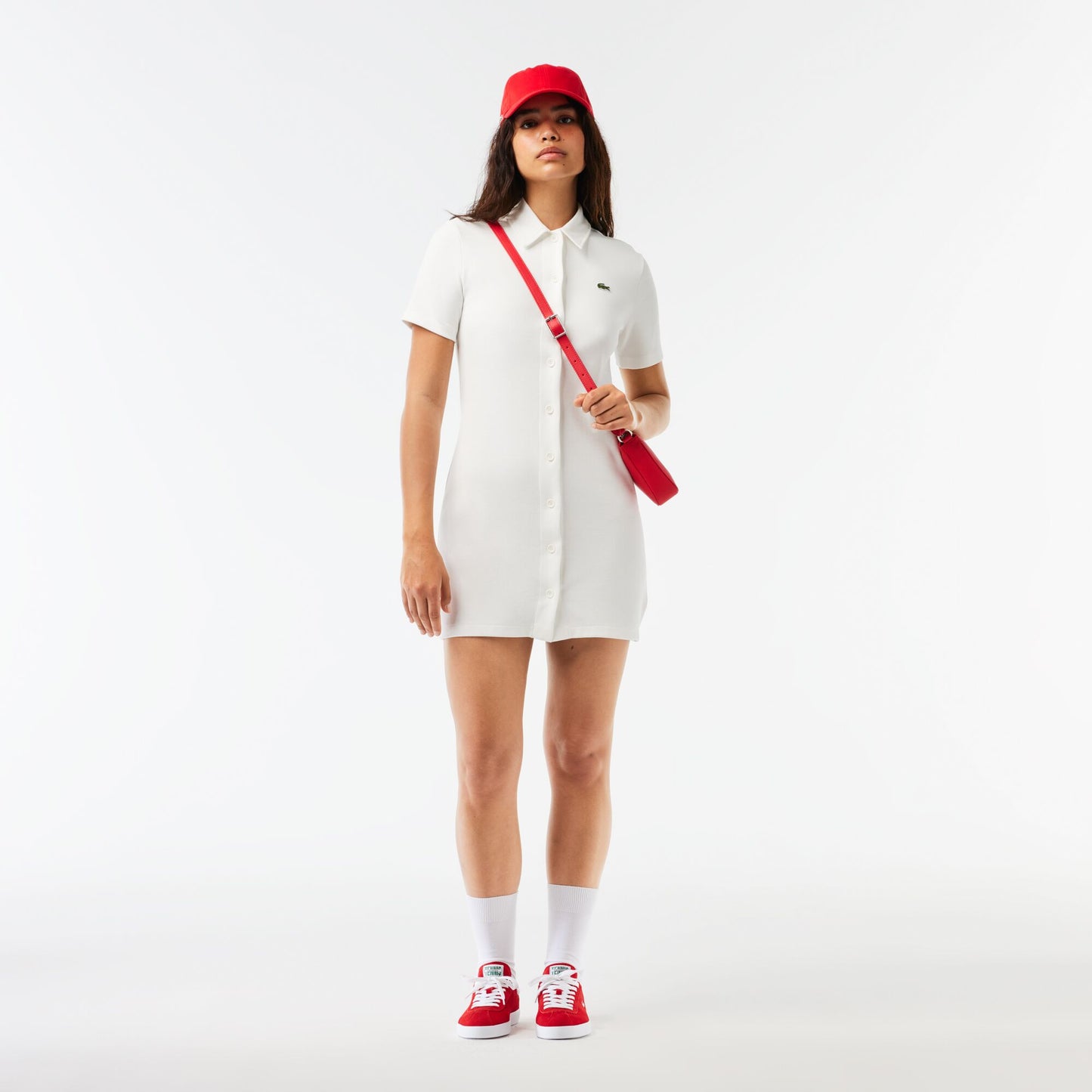 WoMen's Lacoste Organic Cotton Buttoned Polo Dress - EF6922