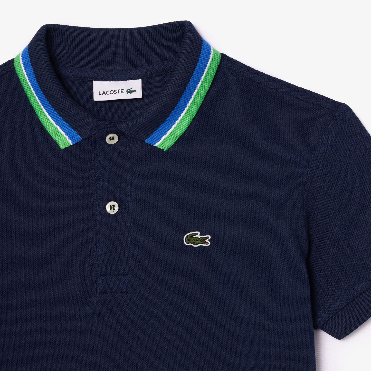 Stripe Collar Petit Piqué Polo Shirt