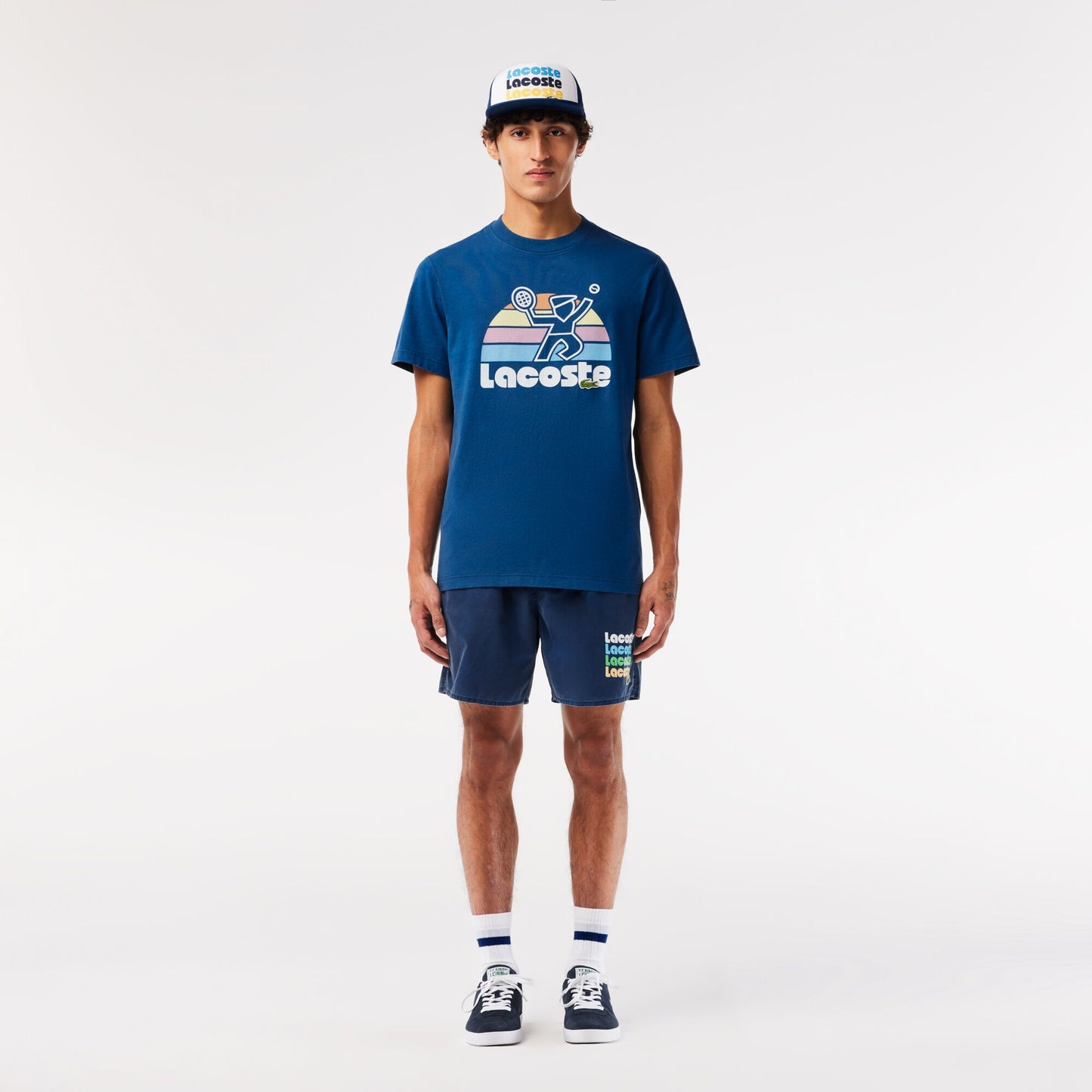 Washed Effect Tennis Print T-shirt