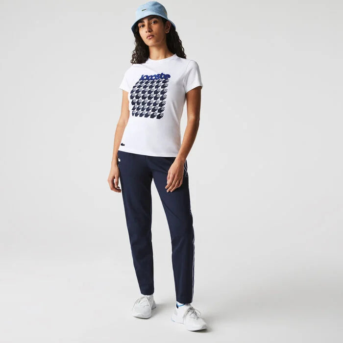 Womens Lacoste SPORT Breathable Houndstooth Patterned T-shirt