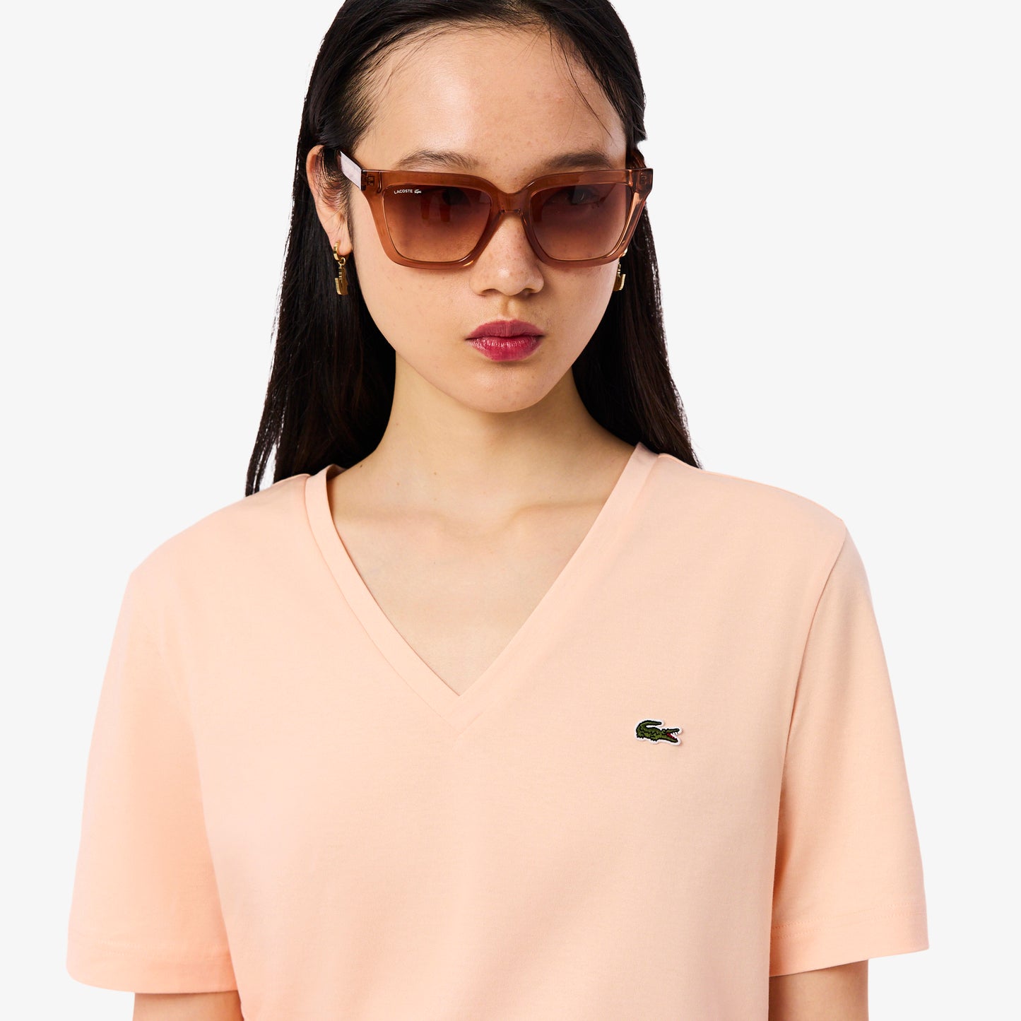 Relaxed Fit Soft Cotton V Neck T-shirt-TF7300