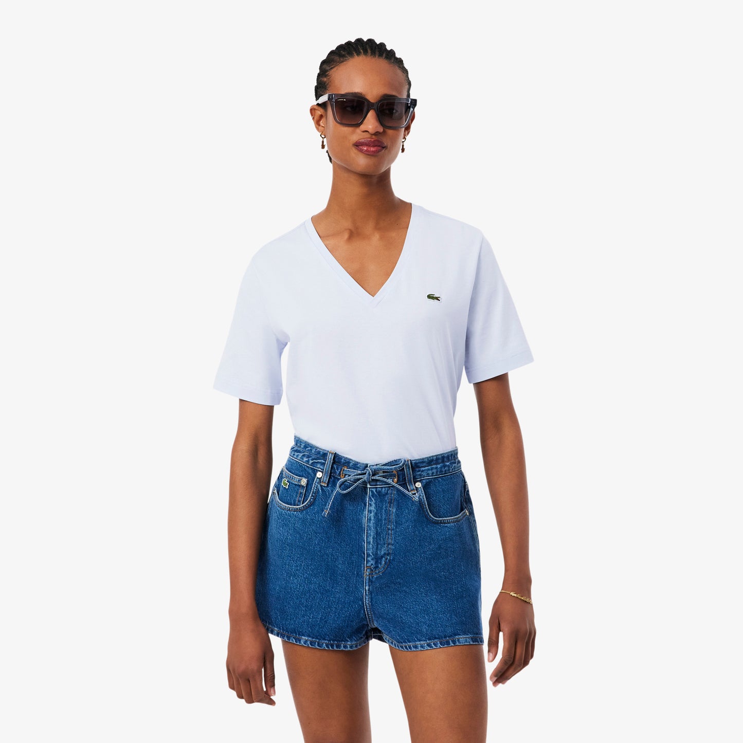 Relaxed Fit Soft Cotton V Neck T-shirt-TF7300