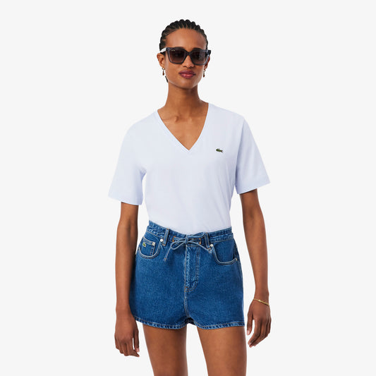 Relaxed Fit Soft Cotton V Neck T-shirt-TF7300