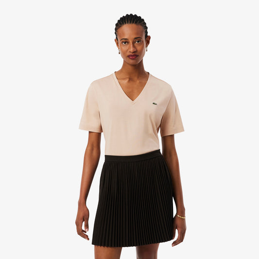 Relaxed Fit Soft Cotton V Neck T-shirt-TF7300