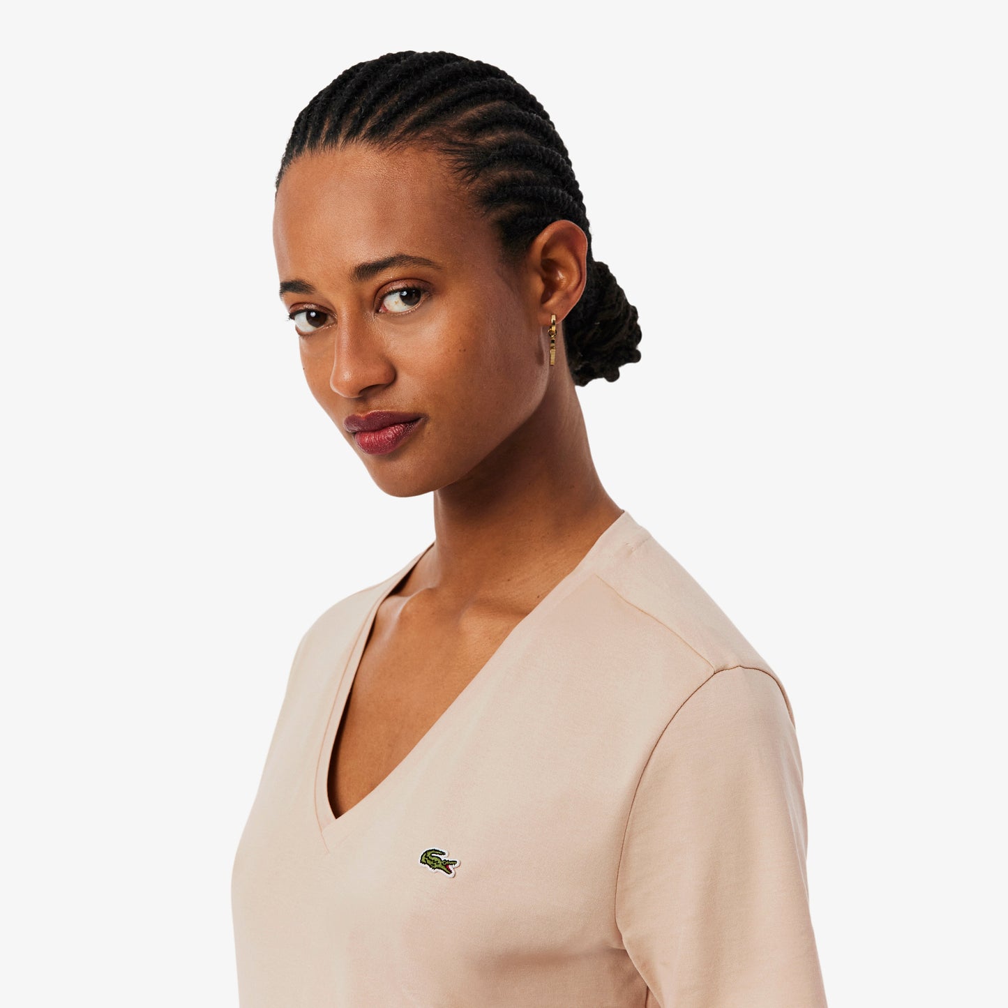 Relaxed Fit Soft Cotton V Neck T-shirt-TF7300