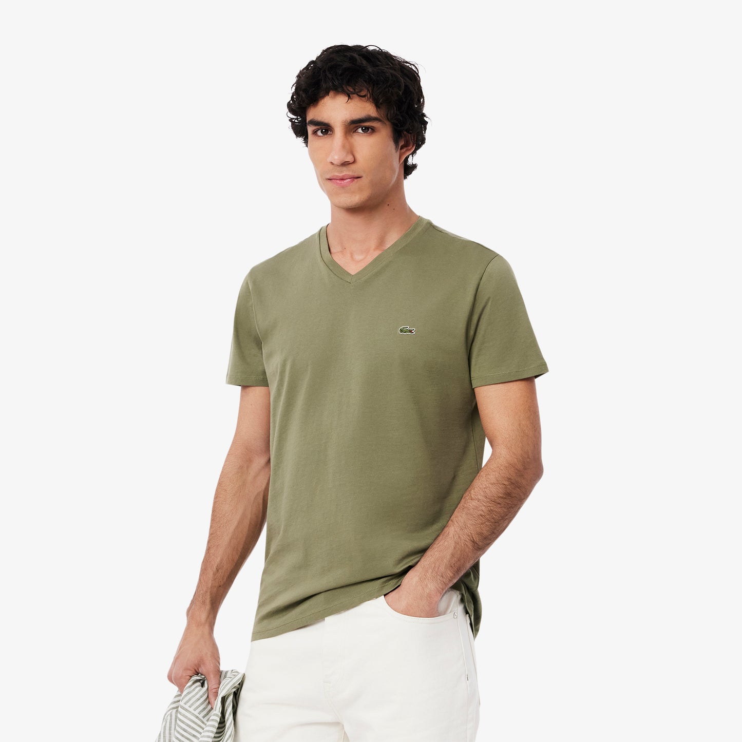 Lightweight Cotton Pima V Neck T-shirt-TH6710