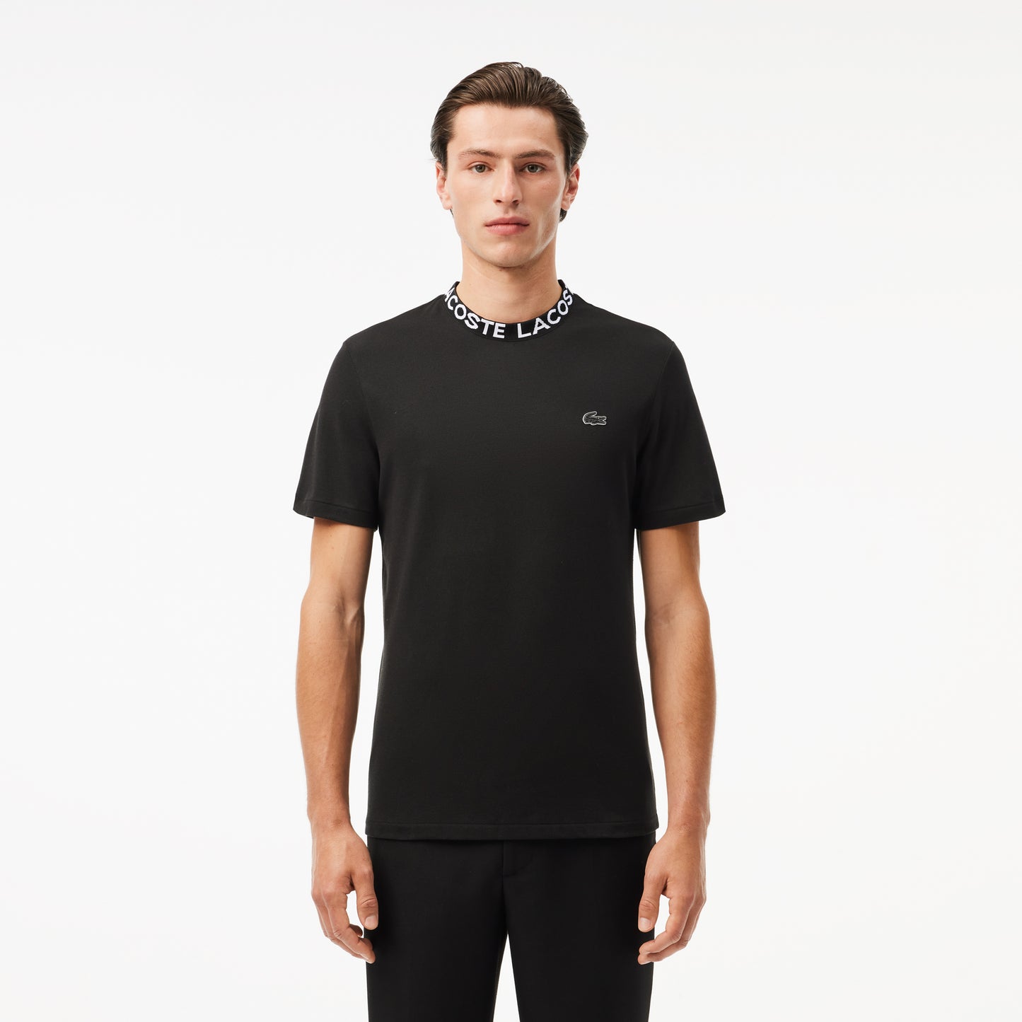 Lightweight Piqué Jacquard Neck T-shirt