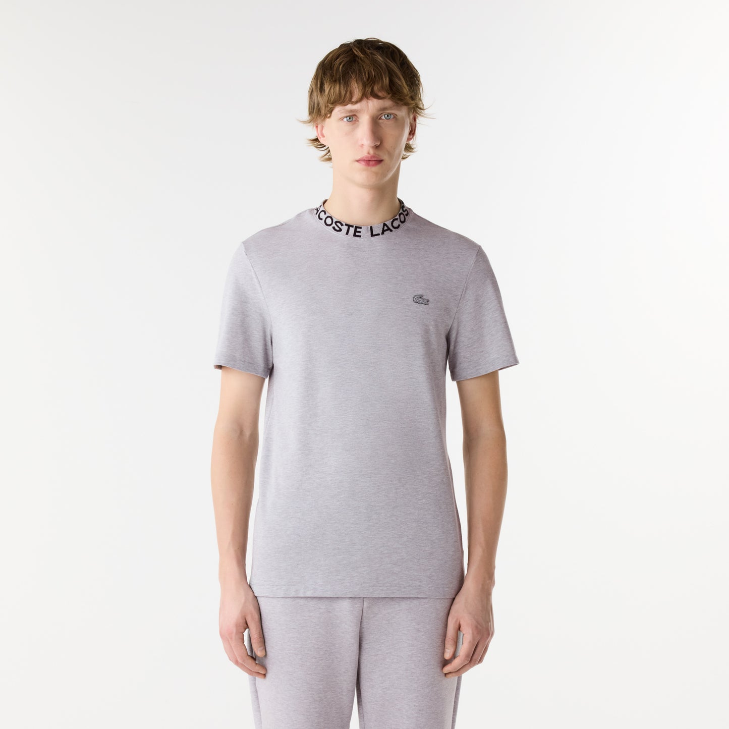 Lightweight Piqué Jacquard Neck T-shirt