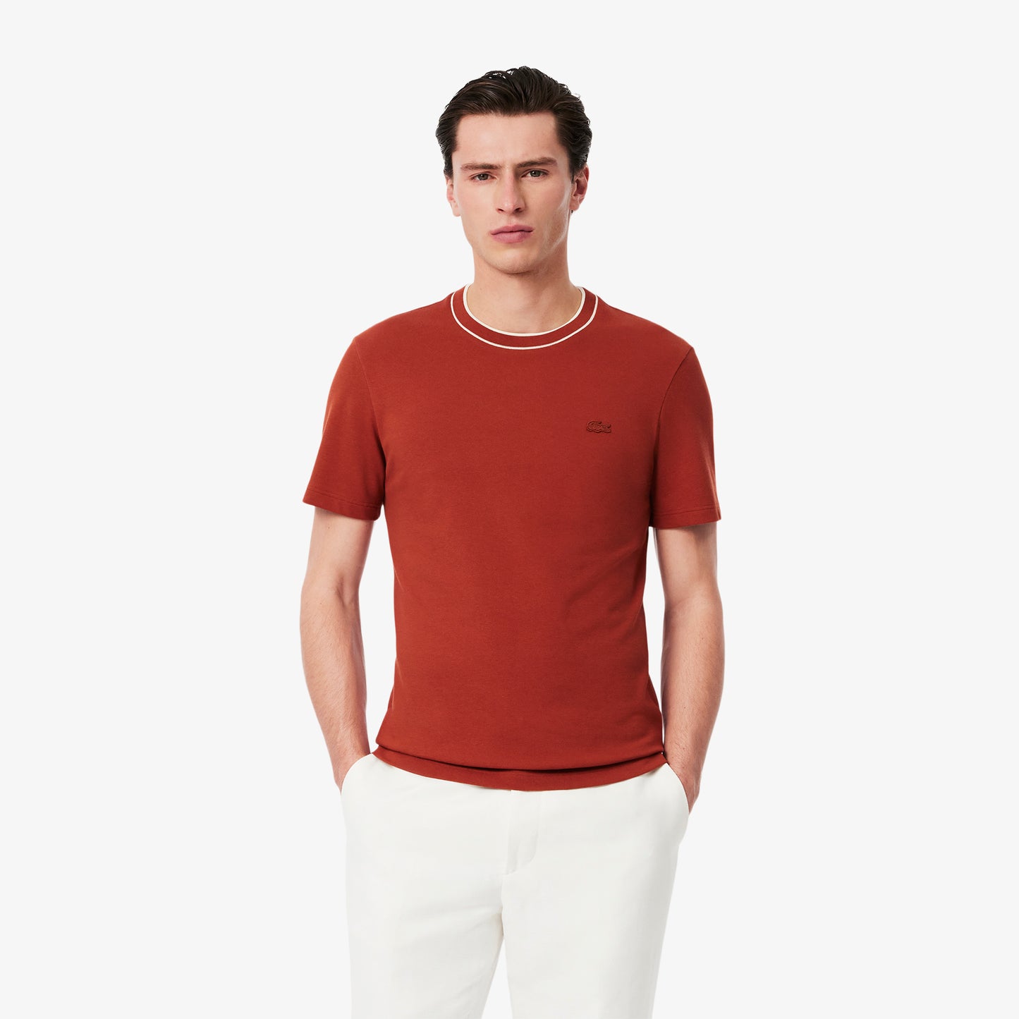Stretch Pique Stripe Collar T-shirt-TH8174
