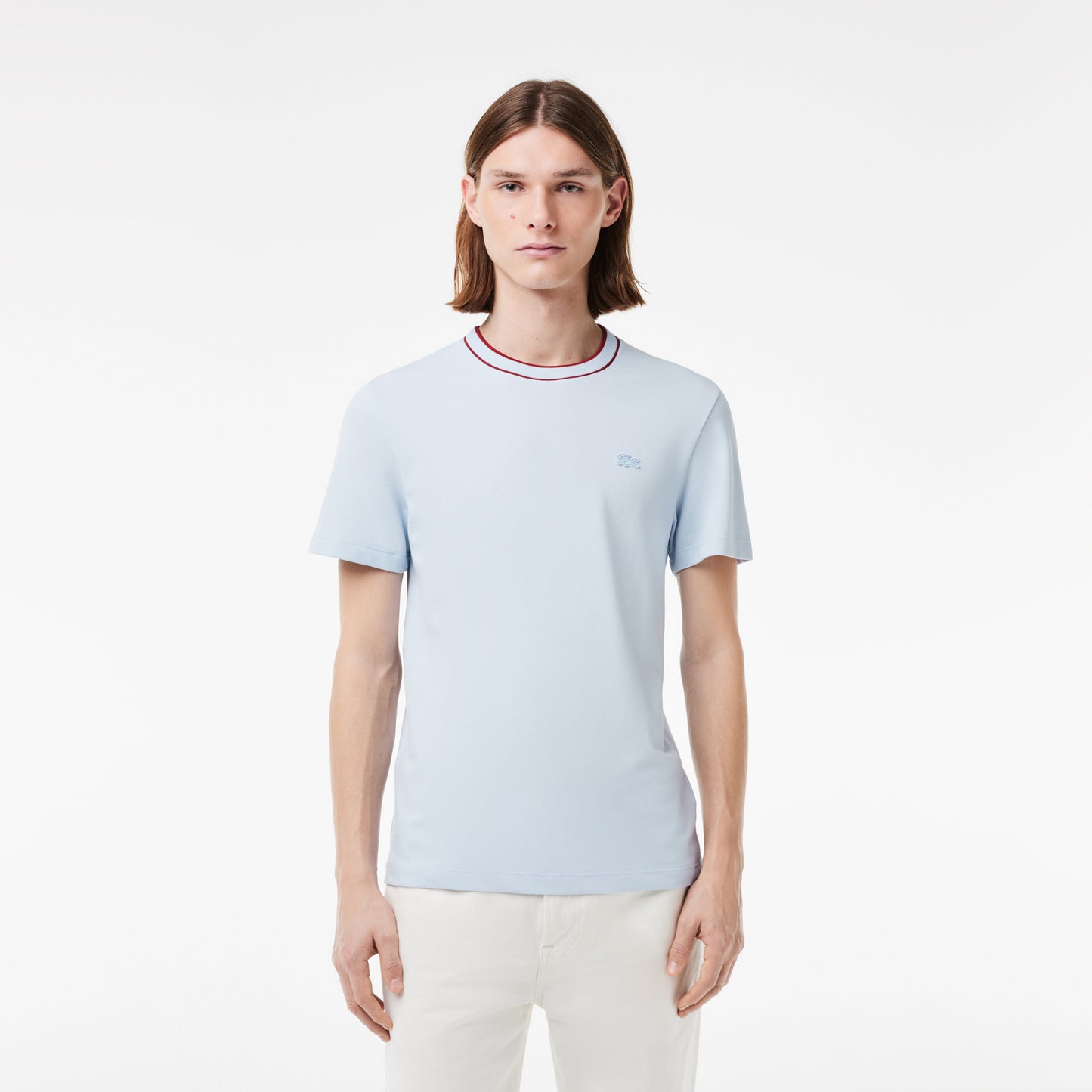 Stretch Piqué Stripe Collar T-shirt