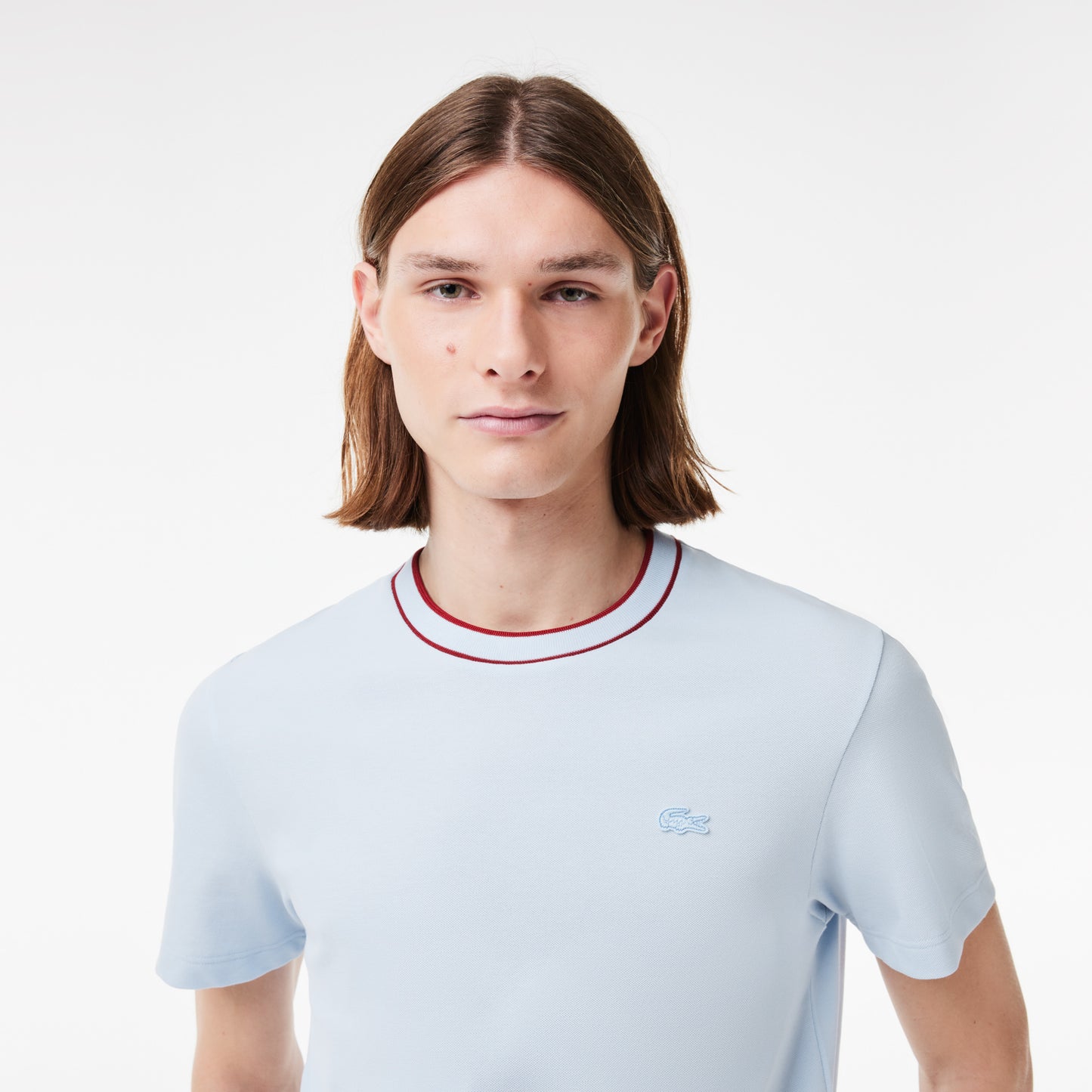 Stretch Piqué Stripe Collar T-shirt