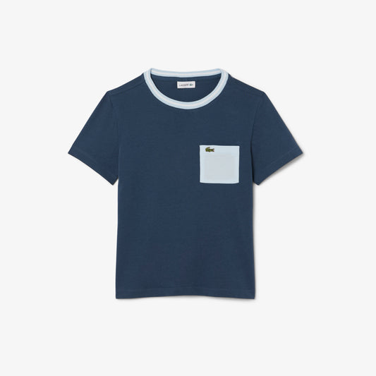 Contrast Print Cotton T-shirt-TJ7295
