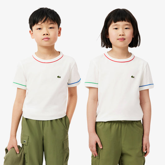 Contrast Trim Cotton T-shirt-TJ8431