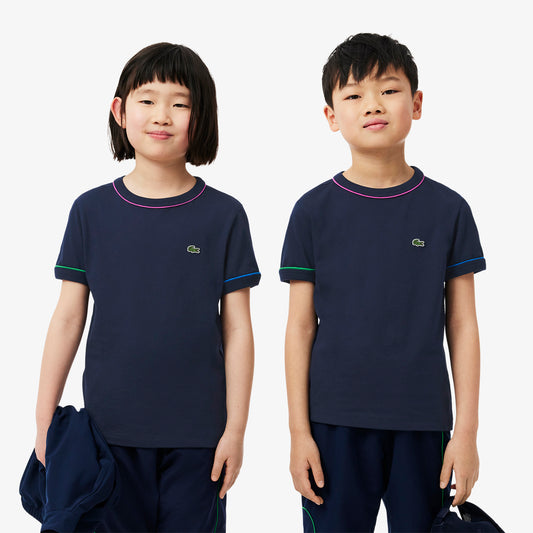 Contrast Trim Cotton T-shirt-TJ8431