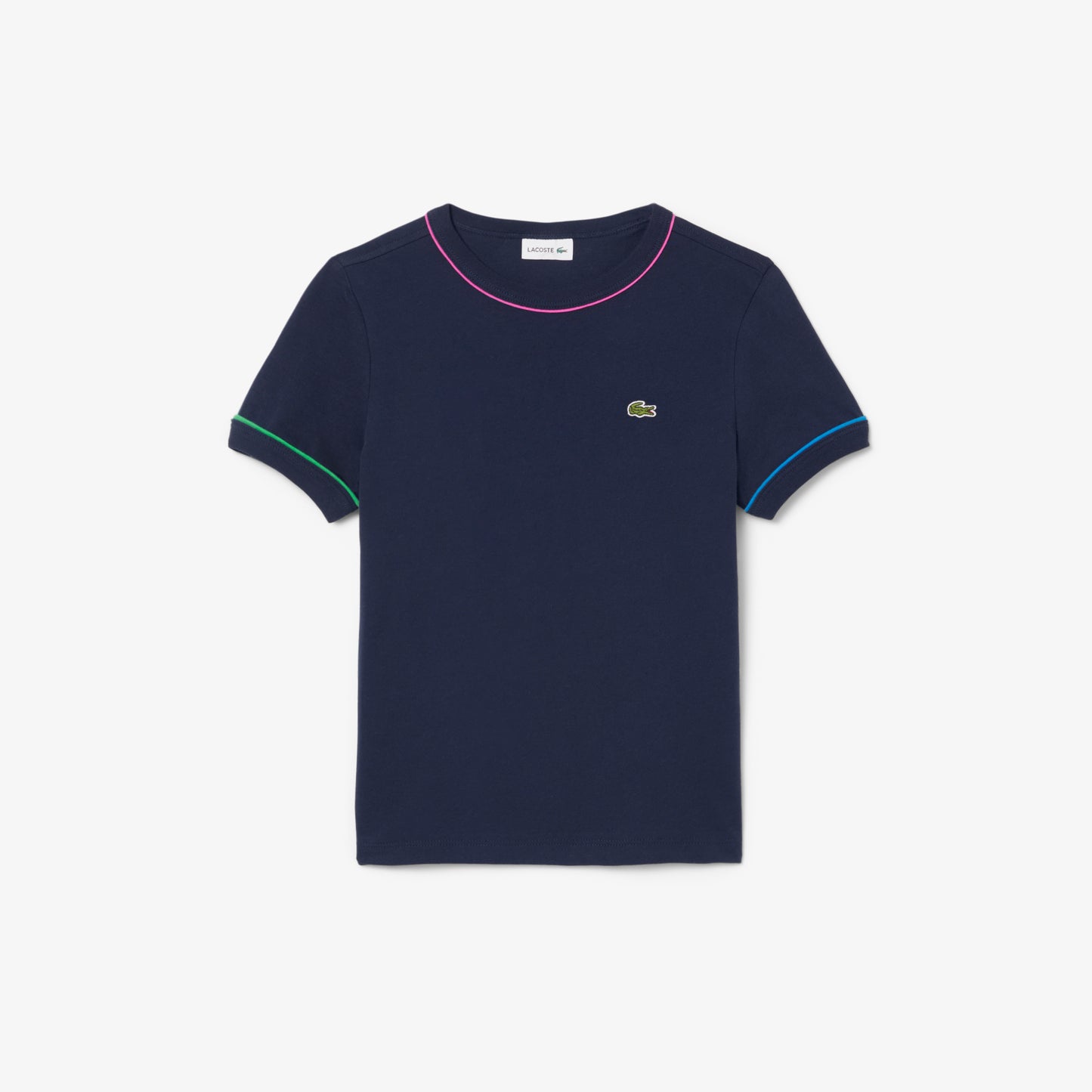 Contrast Trim Cotton T-shirt-TJ8431