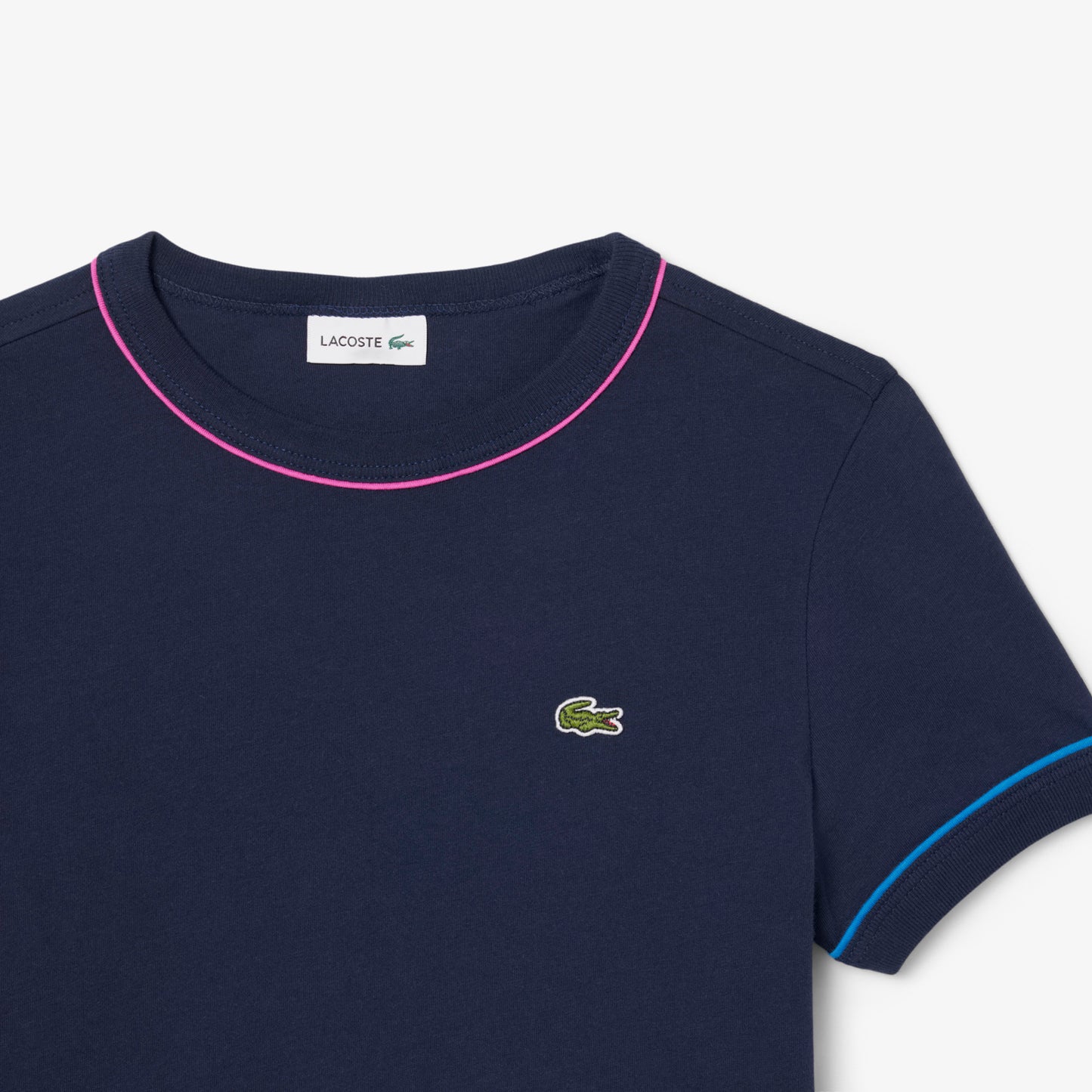 Contrast Trim Cotton T-shirt-TJ8431
