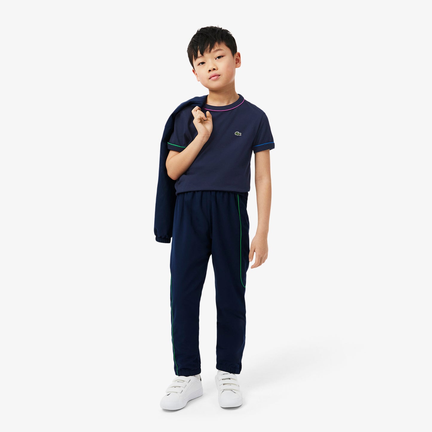 Contrast Trim Cotton T-shirt-TJ8431