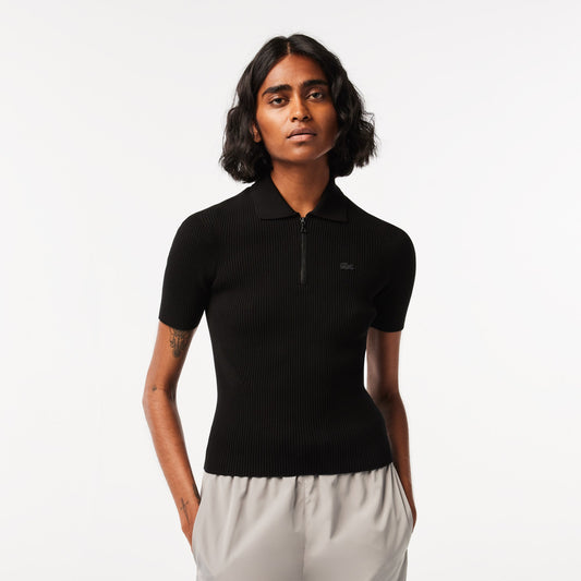 Womens Lacoste Zipped Knit Polo Shirt - AF4953